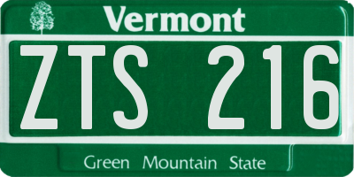 VT license plate ZTS216