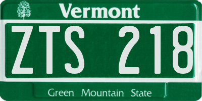 VT license plate ZTS218