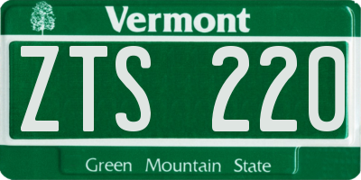 VT license plate ZTS220
