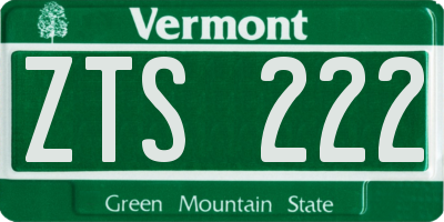 VT license plate ZTS222