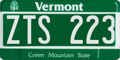 VT license plate ZTS223