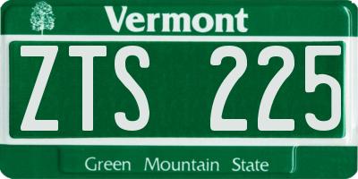 VT license plate ZTS225