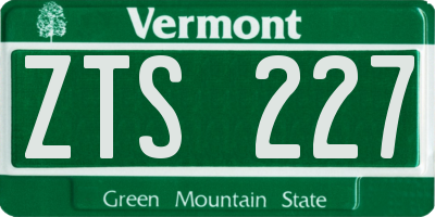 VT license plate ZTS227