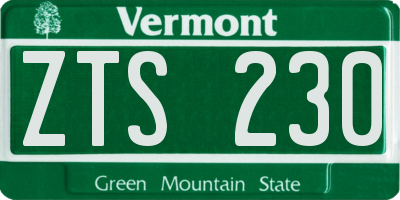 VT license plate ZTS230