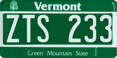 VT license plate ZTS233
