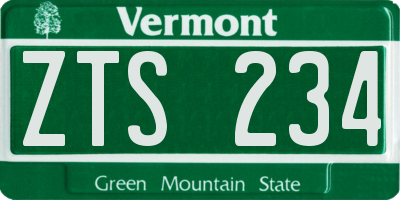 VT license plate ZTS234