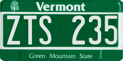VT license plate ZTS235
