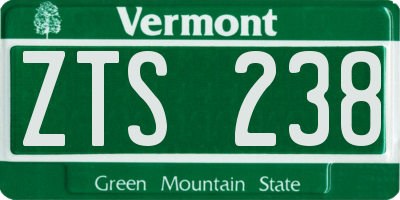 VT license plate ZTS238