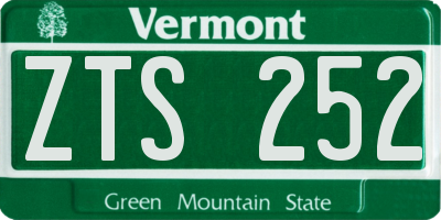 VT license plate ZTS252