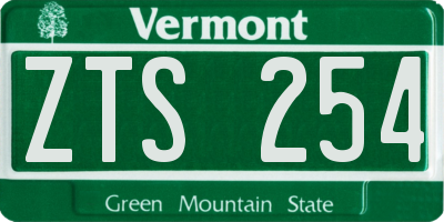 VT license plate ZTS254