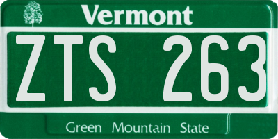 VT license plate ZTS263