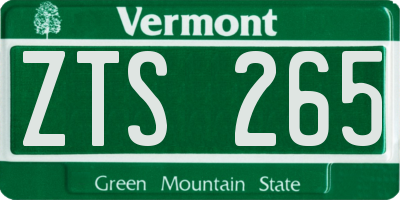 VT license plate ZTS265