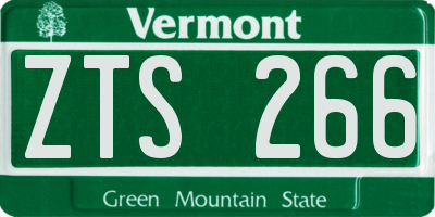 VT license plate ZTS266