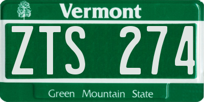 VT license plate ZTS274