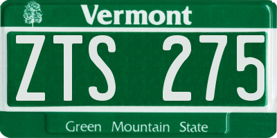 VT license plate ZTS275
