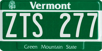 VT license plate ZTS277