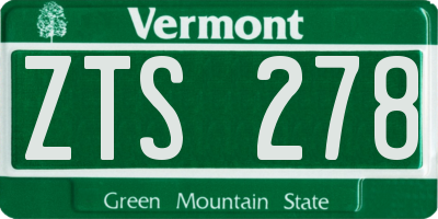 VT license plate ZTS278