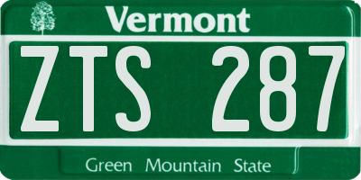 VT license plate ZTS287