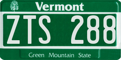VT license plate ZTS288