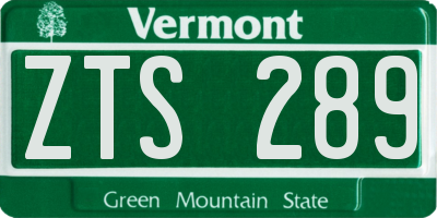 VT license plate ZTS289