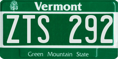VT license plate ZTS292