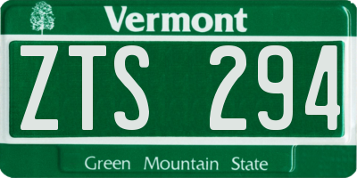 VT license plate ZTS294