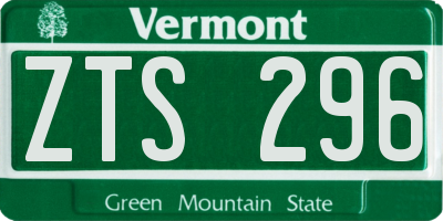 VT license plate ZTS296