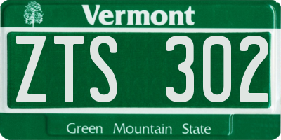 VT license plate ZTS302