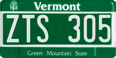 VT license plate ZTS305