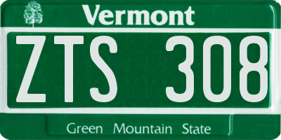 VT license plate ZTS308