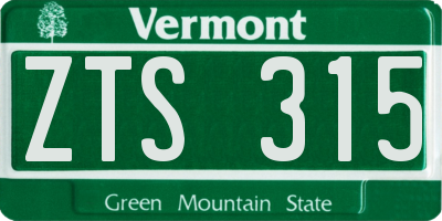 VT license plate ZTS315