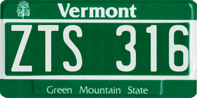 VT license plate ZTS316