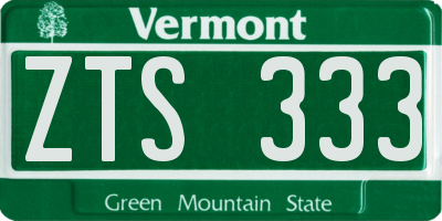VT license plate ZTS333