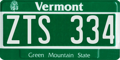 VT license plate ZTS334