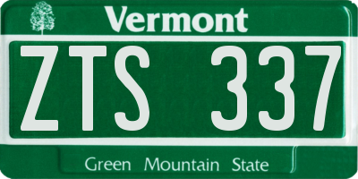 VT license plate ZTS337