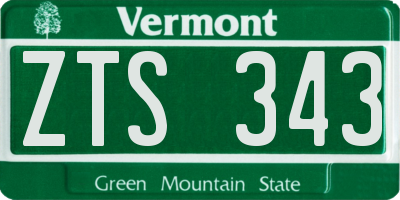 VT license plate ZTS343