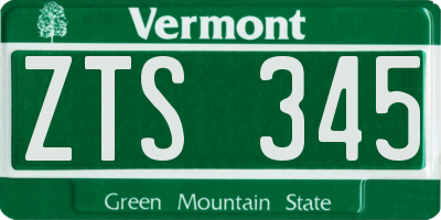 VT license plate ZTS345