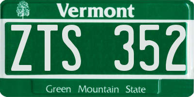 VT license plate ZTS352