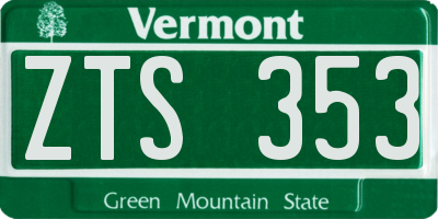 VT license plate ZTS353