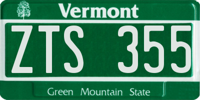 VT license plate ZTS355