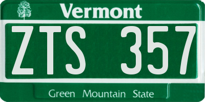 VT license plate ZTS357