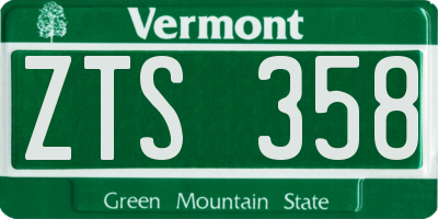 VT license plate ZTS358