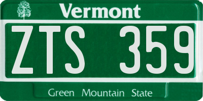 VT license plate ZTS359
