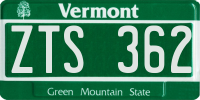 VT license plate ZTS362