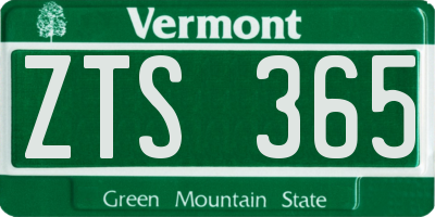 VT license plate ZTS365
