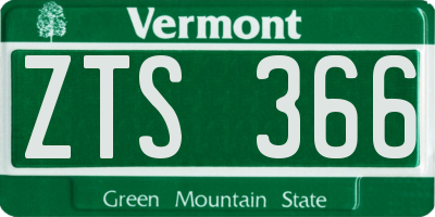 VT license plate ZTS366