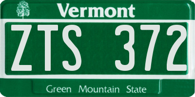 VT license plate ZTS372