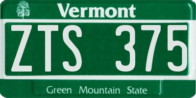VT license plate ZTS375