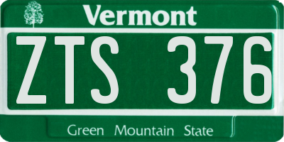 VT license plate ZTS376