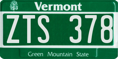 VT license plate ZTS378